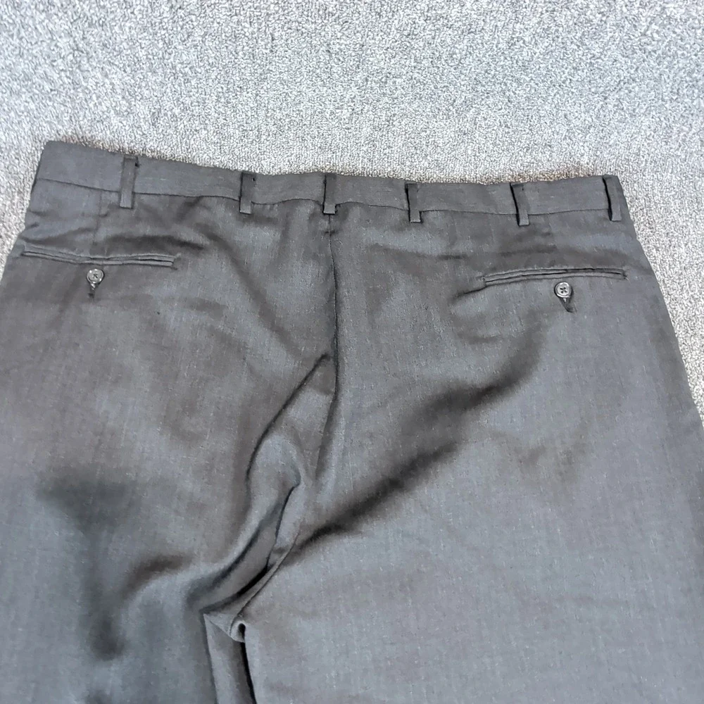 Unbranded Men Pleated Dress Pants 42x31 Wool Blend Charcoal Grey Straight Cuffed